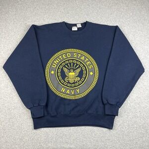 VTG United States Navy Sweatshirt Mens‎ Medium Blue USA Soffe 90s Naval Academy